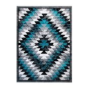 Teagan Collection Southwestern 6' x 9' Turquoise Area Rug - Olefin Rug with Jute Backing - Entryway, Living Room, Bedroom