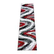 Altum Collection 2' x 7' Red Wave Patterned Olefin Area Rug with Jute Backing for Entryway, Living Room, Bedroom