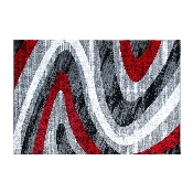 Altum Collection 5' x 7' Red Wave Patterned Olefin Area Rug with Jute Backing for Entryway, Living Room, Bedroom