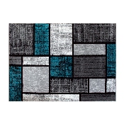 Raven Collection 5' x 7' Turquoise Color Bricked Olefin Area Rug with Jute Backing for Entryway, Living Room, Bedroom