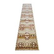 Lodi Collection Southwestern 2' x 11' Brown Area Rug - Olefin Rug with Jute Backing for Hallway, Entryway, Bedroom, Living Room