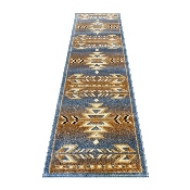 Lodi Collection Southwestern 2' x 7' Blue Area Rug - Olefin Rug with Jute Backing for Hallway, Entryway, Bedroom, Living Room