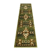 Lodi Collection Southwestern 2' x 7' Green Area Rug - Olefin Rug with Jute Backing for Hallway, Entryway, Bedroom, Living Room