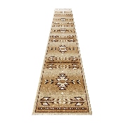 Lodi Collection Southwestern 3' x 16' Brown Area Rug - Olefin Rug with Jute Backing for Hallway, Entryway, Bedroom, Living Room