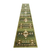 Lodi Collection Southwestern 3' x 16' Green Area Rug - Olefin Rug with Jute Backing for Hallway, Entryway, Bedroom, Living Room