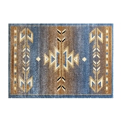 Lodi Collection Southwestern 4' x 5' Blue Area Rug - Olefin Rug with Jute Backing for Hallway, Entryway, Bedroom, Living Room