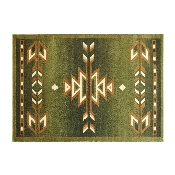 Lodi Collection Southwestern 4' x 5' Green Area Rug - Olefin Rug with Jute Backing for Hallway, Entryway, Bedroom, Living Room
