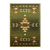 Lodi Collection Southwestern 8' x 10' Green Area Rug - Olefin Rug with Jute Backing for Hallway, Entryway, Bedroom, Living Room