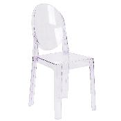 Ghost Chair with Oval Back in Transparent Crystal, OW-GHOSTBACK-18-GG