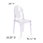 Ghost Chair with Oval Back in Transparent Crystal, OW-GHOSTBACK-18-GG