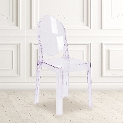 Ghost Chair with Oval Back in Transparent Crystal, OW-GHOSTBACK-18-GG