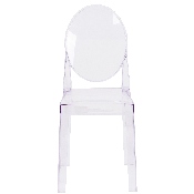 Ghost Chair with Oval Back in Transparent Crystal, OW-GHOSTBACK-18-GG