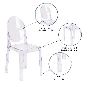 Ghost Chair with Oval Back in Transparent Crystal, OW-GHOSTBACK-18-GG