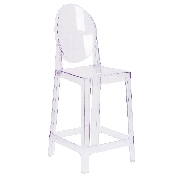 Ghost Counter Stool with Oval Back in Transparent Crystal, OW-GHOSTBACK-24-GG