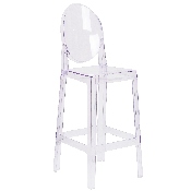 Ghost Barstool with Oval Back in Transparent Crystal, OW-GHOSTBACK-29-GG