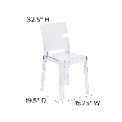 Ghost Chair with Square Back in Transparent Crystal, OW-SQUAREBACK-18-GG