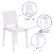 Ghost Chair with Square Back in Transparent Crystal, OW-SQUAREBACK-18-GG