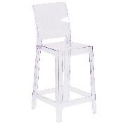 Ghost Counter Stool with Square Back in Transparent Crystal, OW-SQUAREBACK-24-GG