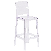 Ghost Barstool with Square Back in Transparent Crystal, OW-SQUAREBACK-29-GG