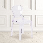 Ghost Chair with Tear Back in Transparent Crystal, OW-TEARBACK-18-GG