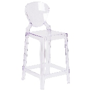 Ghost Counter Stool with Tear Back in Transparent Crystal, OW-TEARBACK-24-GG