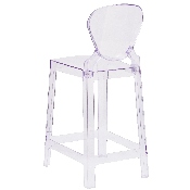 Ghost Counter Stool with Tear Back in Transparent Crystal, OW-TEARBACK-24-GG