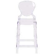 Ghost Counter Stool with Tear Back in Transparent Crystal, OW-TEARBACK-24-GG