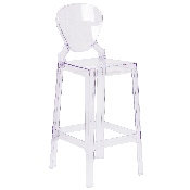 Ghost Barstool with Tear Back in Transparent Crystal, OW-TEARBACK-29-GG