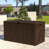 120 Gallon Plastic Deck Box - Outdoor Waterproof Storage Box for Patio Cushions, Garden Tools and Pool Toys, Brown, QT-KTL-4023BRN-GG