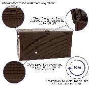 120 Gallon Plastic Deck Box - Outdoor Waterproof Storage Box for Patio Cushions, Garden Tools and Pool Toys, Brown, QT-KTL-4023BRN-GG