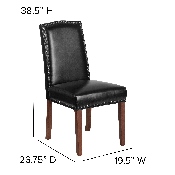 HERCULES Hampton Hill Series Black LeatherSoft Parsons Chair with Silver Accent Nail Trim, QY-A13-9349-BK-GG