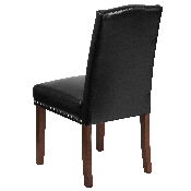 HERCULES Hampton Hill Series Black LeatherSoft Parsons Chair with Silver Accent Nail Trim, QY-A13-9349-BK-GG