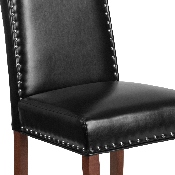 HERCULES Hampton Hill Series Black LeatherSoft Parsons Chair with Silver Accent Nail Trim, QY-A13-9349-BK-GG
