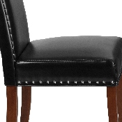 HERCULES Hampton Hill Series Black LeatherSoft Parsons Chair with Silver Accent Nail Trim, QY-A13-9349-BK-GG