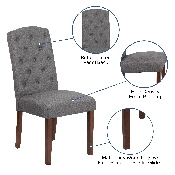 HERCULES Grove Park Series Gray Fabric Tufted Parsons Chair, QY-A18-9325-GY-GG