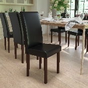 Greenwich Series Black LeatherSoft Parsons Chair, QY-A37-9061-BKL-GG