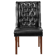 HERCULES Preston Series Black LeatherSoft Tufted Parsons Chair, QY-A91-BK-GG