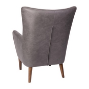 Connor Traditional Wingback Accent Chair, Commercial Grade Faux Leather Upholstery and Wooden Frame and Legs, Dark Gray, QY-B235-DGY-GG