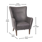 Connor Traditional Wingback Accent Chair, Commercial Grade Faux Leather Upholstery and Wooden Frame and Legs, Dark Gray, QY-B235-DGY-GG