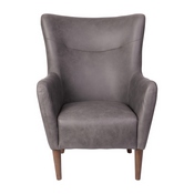 Connor Traditional Wingback Accent Chair, Commercial Grade Faux Leather Upholstery and Wooden Frame and Legs, Dark Gray, QY-B235-DGY-GG