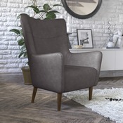 Connor Traditional Wingback Accent Chair, Commercial Grade Faux Leather Upholstery and Wooden Frame and Legs, Dark Gray, QY-B235-DGY-GG