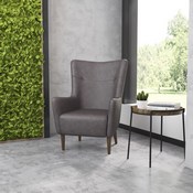 Connor Traditional Wingback Accent Chair, Commercial Grade Faux Leather Upholstery and Wooden Frame and Legs, Dark Gray, QY-B235-DGY-GG