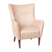 Connor Traditional Wingback Accent Chair, Commercial Grade Faux Leather Upholstery and Wooden Frame and Legs, Light Brown, QY-B235-LTBR-GG