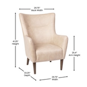 Connor Traditional Wingback Accent Chair, Commercial Grade Faux Leather Upholstery and Wooden Frame and Legs, Light Brown, QY-B235-LTBR-GG