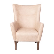 Connor Traditional Wingback Accent Chair, Commercial Grade Faux Leather Upholstery and Wooden Frame and Legs, Light Brown, QY-B235-LTBR-GG