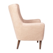 Connor Traditional Wingback Accent Chair, Commercial Grade Faux Leather Upholstery and Wooden Frame and Legs, Light Brown, QY-B235-LTBR-GG