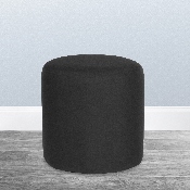Barrington Upholstered Round Ottoman Pouf in Black Fabric, QY-S10-5001-1-BK-GG