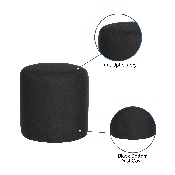 Barrington Upholstered Round Ottoman Pouf in Black Fabric, QY-S10-5001-1-BK-GG