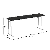 70.8 Inch Black Plastic Folding Training Table, RB-1872-BK-GG