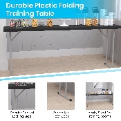 70.8 Inch Black Plastic Folding Training Table, RB-1872-BK-GG